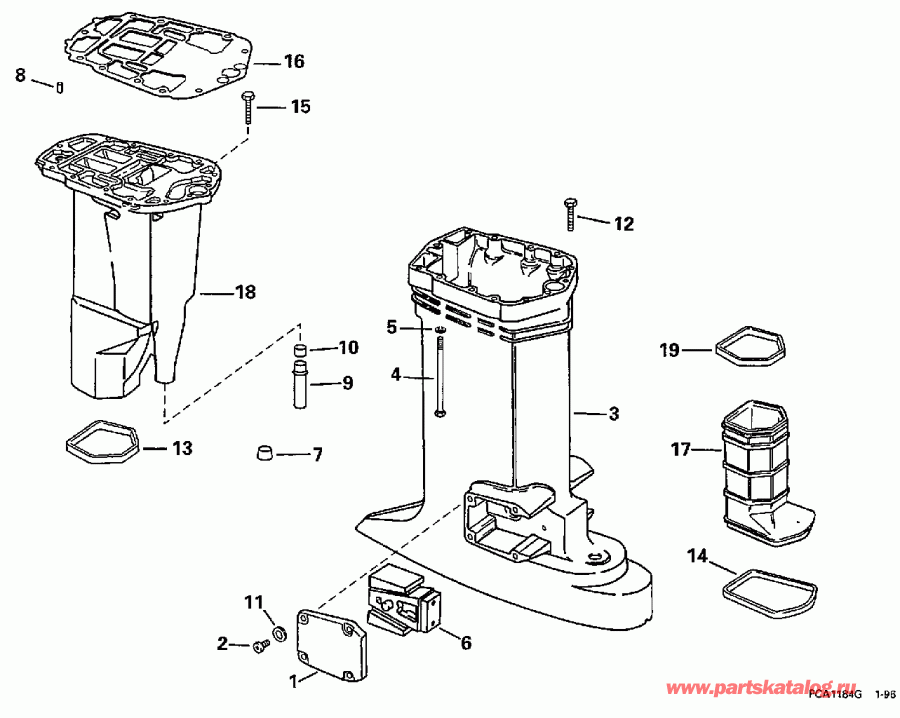 �������� ����� Evinrude E100WQLECS 1998  - haust Housing