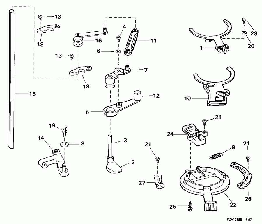 ��������� EVINRUDE E100WQLECS 1998  - rottle Linkage / rottle ��������� ��������