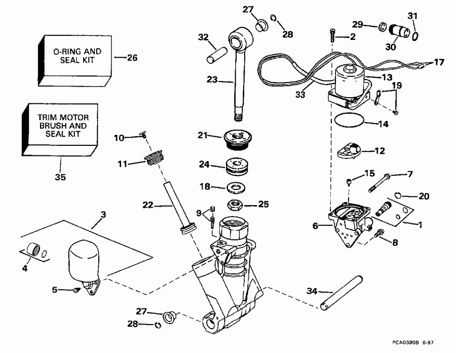  ������� E100WQXECS 1998  - wer Trim/tilt Hydraulic Assembly