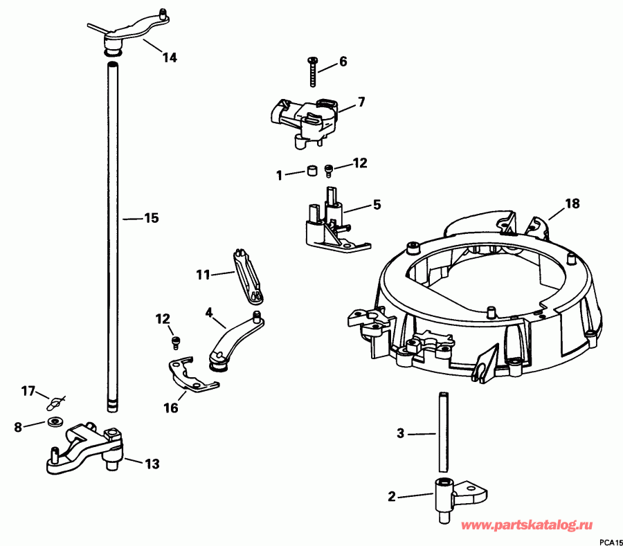 ����� EVINRUDE E115FSLECS 1998  - rottle ��������� �������� - rottle Linkage