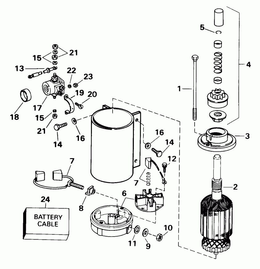 ��������� ����� EVINRUDE E115TSXECM 1998  - ectric Starter & Solenoid