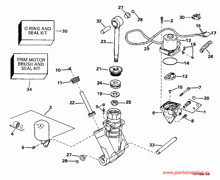 �������� ����� ������� E150FCXECR 1998  - wer Trim/tilt Hydraulic Assembly
