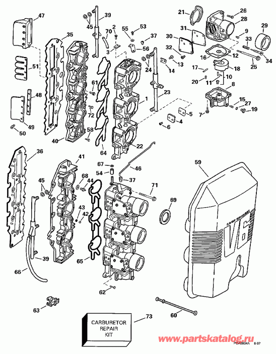 ��������� ��������� Evinrude E150JLECD 1998  -  175 Hp - 175 Hp