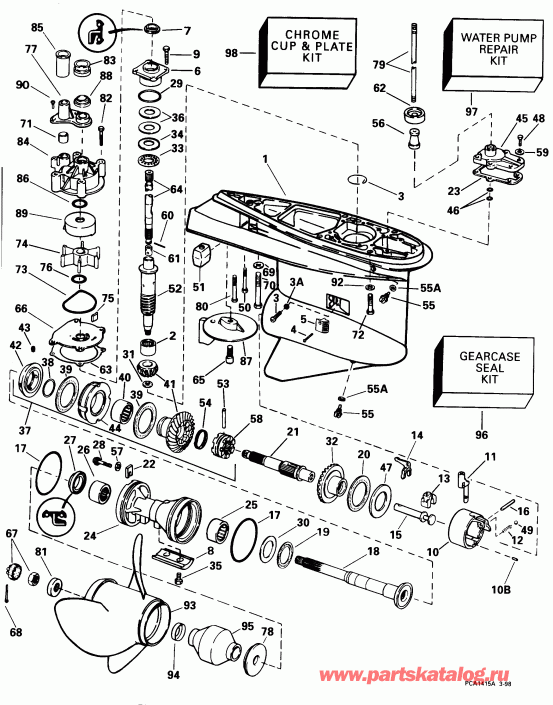 ��������� ����� Evinrude E150JLECD 1998  - Counter-rotation