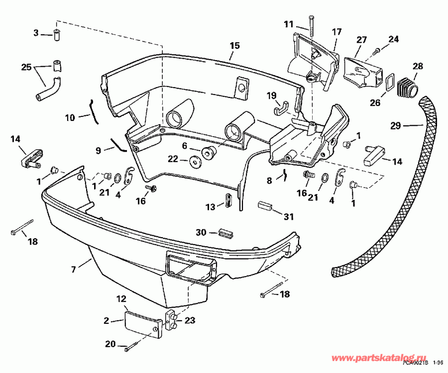 ��������� ��������� Evinrude E150JLECD 1998  - wer Engine Cover