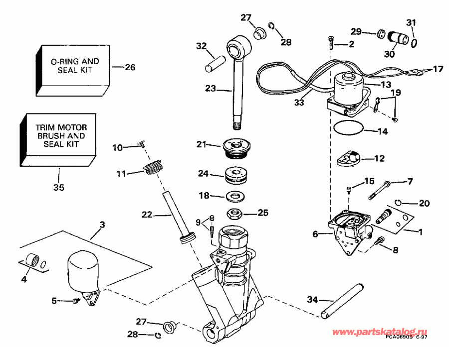 ��������� ����� EVINRUDE E150JLECD 1998  - wer Trim / tilt Hydraulic Assembly / wer Trim/tilt Hydraulic Assembly