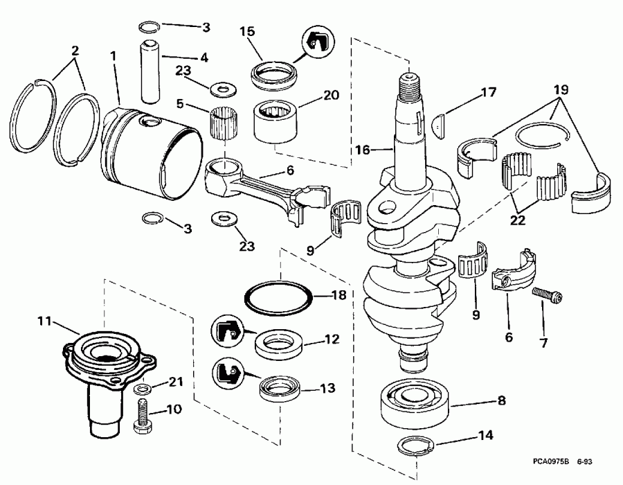 ��������� ��������� ������� E15EECR 1998  - ankshaft & Piston