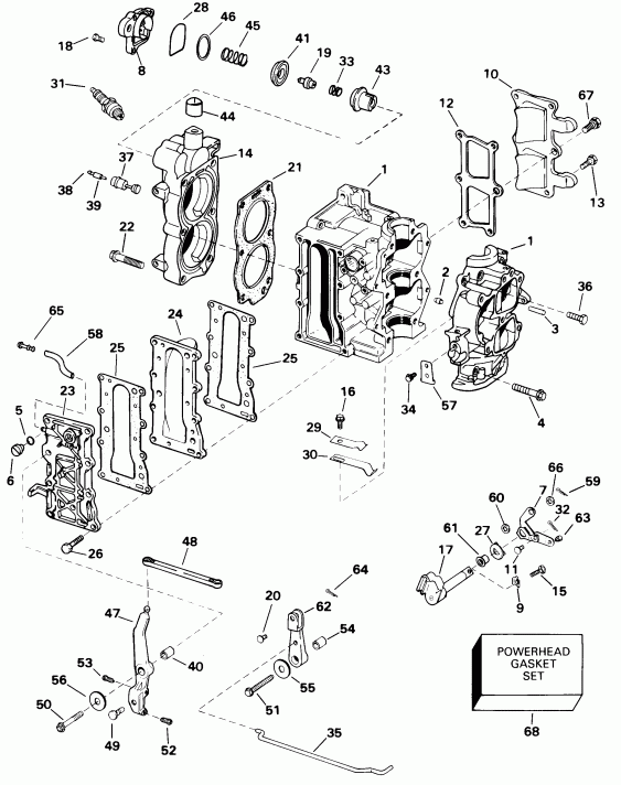 �������� ����� ������� E15EECR 1998  - linder & Crankcase / linder & ������ ���������