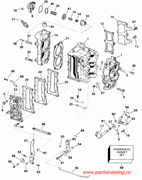 ��������� EVINRUDE E15ELECR 1998  - linder & ������ ��������� / linder & Crankcase
