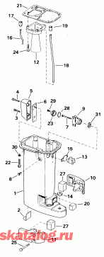 �������� ����� EVINRUDE E15RLECR 1998  - haust Housing