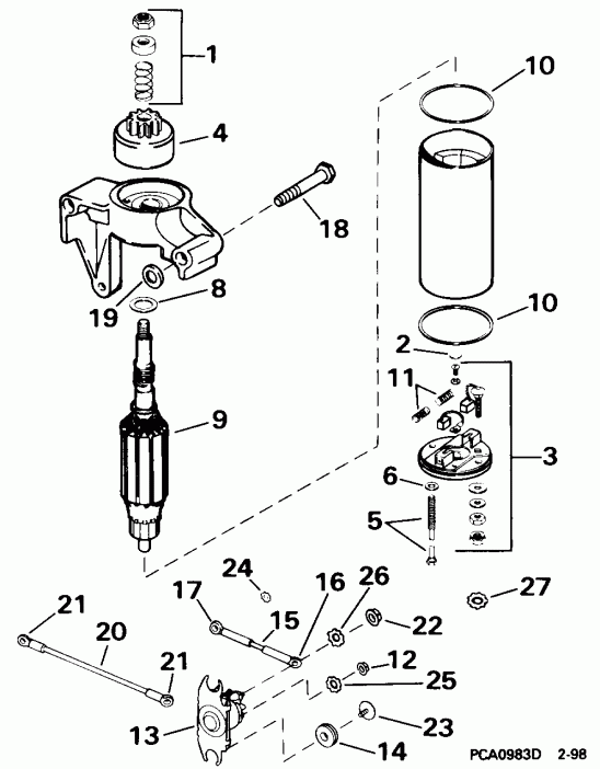����� EVINRUDE E15RLECR 1998  - arter Motor & Solenoid - arter Motor & Solenoid