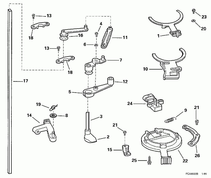 ��������� ����� Evinrude E175SLECD 1998  - rottle ��������� ��������