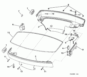 Крышка двигателя (капот)-evinrude-200tl, tx, cx, 225tx, cx, tz, cz, qx, nx, 250 (Engine Cover-evinrude-200tl,tx,cx,225tx,cx,tz,cz,qx,nx,250)