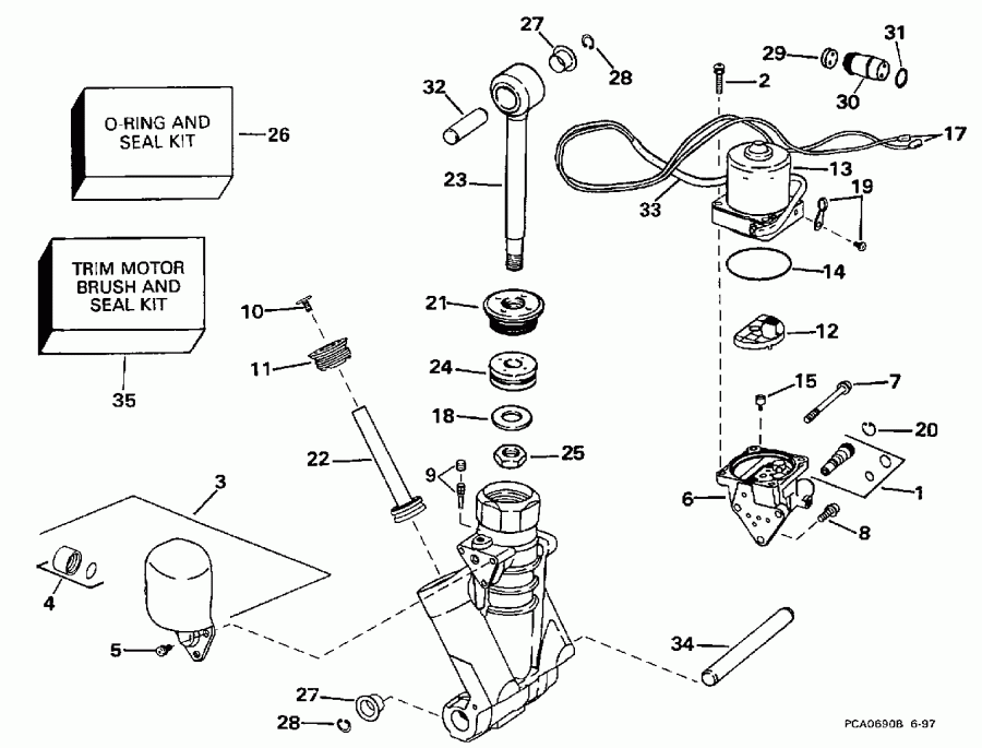��������� �������� ����� EVINRUDE E200TXECM 1998  - wer Trim/tilt Hydraulic Assembly / wer Trim / tilt Hydraulic Assembly