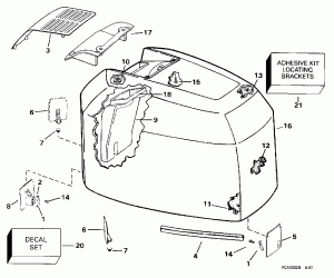 ������ ��������� (�����)-johnson-200tl, tx, cx, 225tx, cx, tz, cz, qx, nx, 250 (Engine Cover-johnson-200tl,tx,cx,225tx,cx,tz,cz,qx,nx,250)