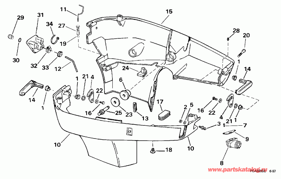 ��������� �������� ����� EVINRUDE E225TXECS 1998  - wer ������ ��������� (�����) / wer Engine Cover