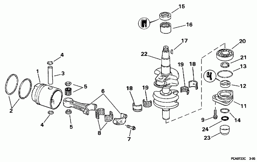 ��������� Evinrude E25ELECE 1998  - ankshaft & Piston