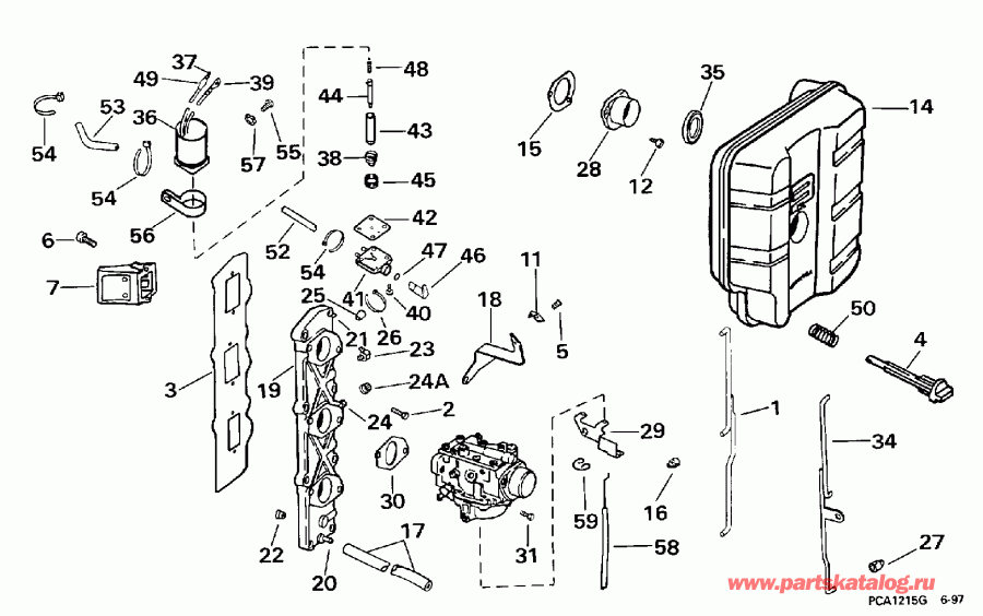 ��������� Evinrude E25KLECA 1998  - take Manifold & Air Silencer - take ��������� & Air ���������