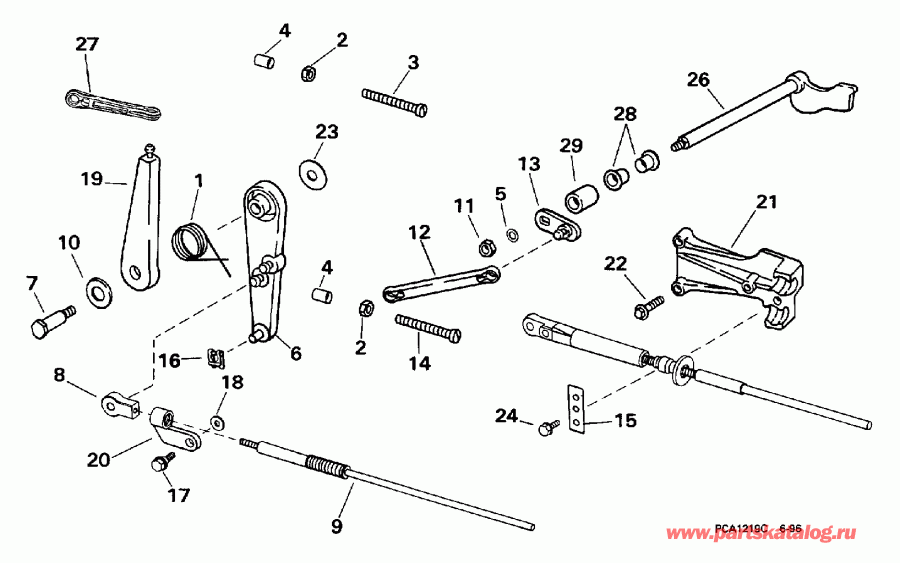�������� ����� EVINRUDE E25QLECA 1998  - rottle ��������� ��������