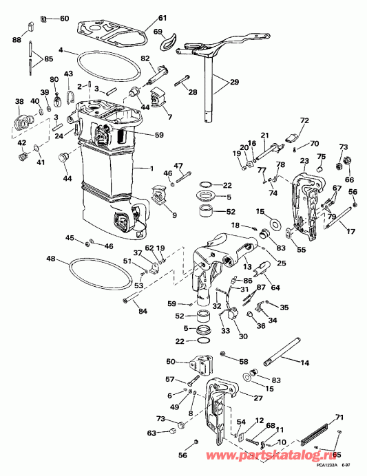 ��������� ��������� EVINRUDE E25RMLECA 1998  -  Power Trim & Tilt / ���������������� ��������� �������