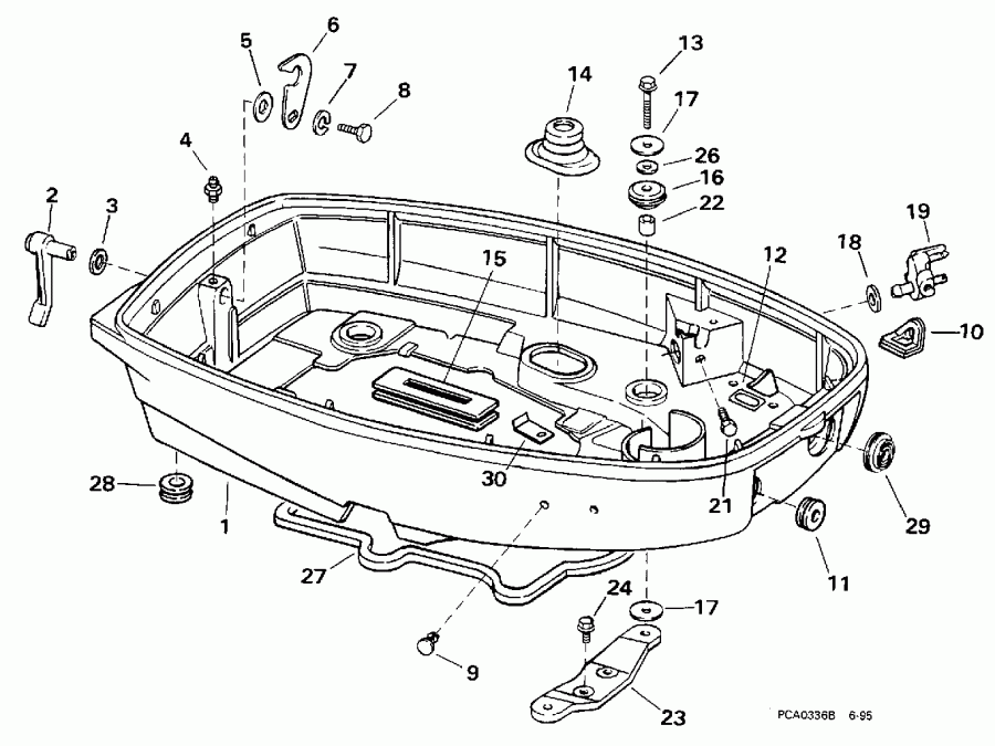 �������� ����� Evinrude E25TELECB 1998  - wer Engine Cover