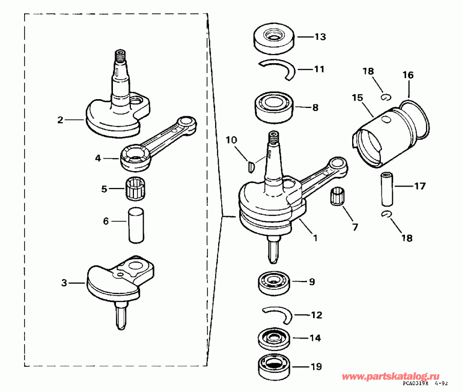 ����� Evinrude E2RSS 1998  - ston & Crankshaft