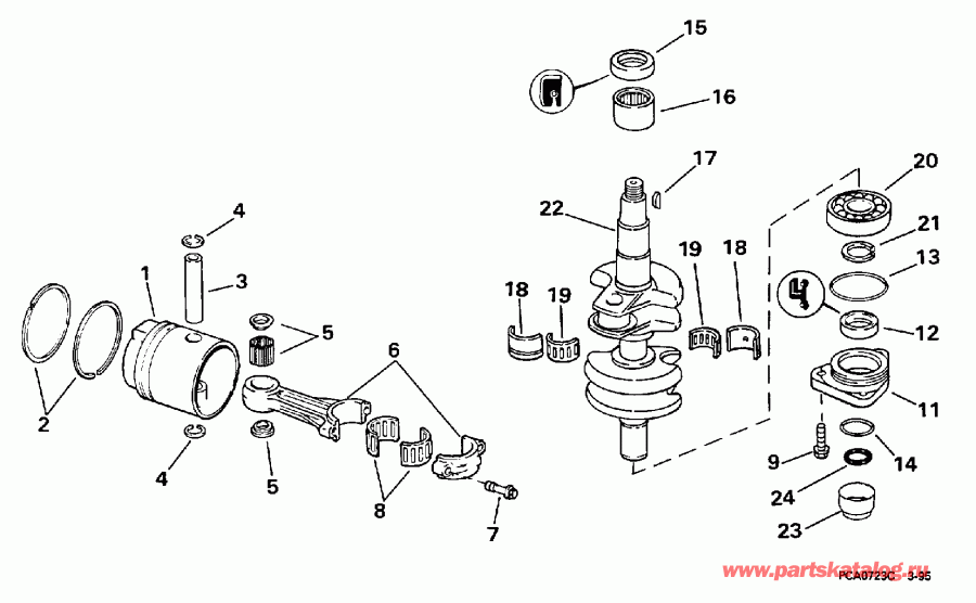 �������� ��������� ����� Evinrude E30TELECB 1998  - ankshaft & Piston