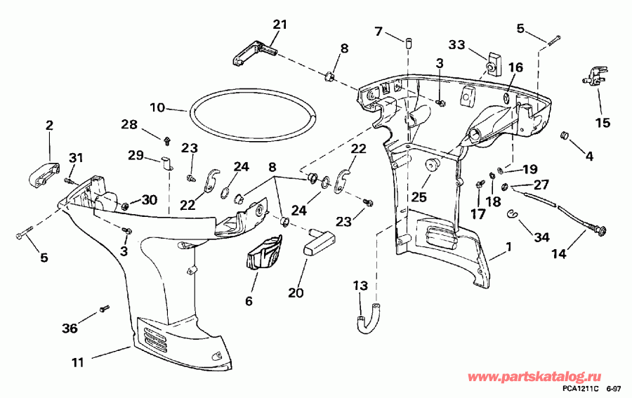 ��������� ��������� Evinrude E35QLECA 1998  - wer Engine Cover / wer ������ ��������� (�����)