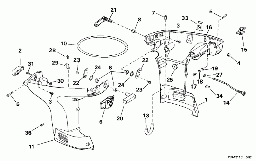 ����� EVINRUDE E35TKLECA 1998  - wer Engine Cover