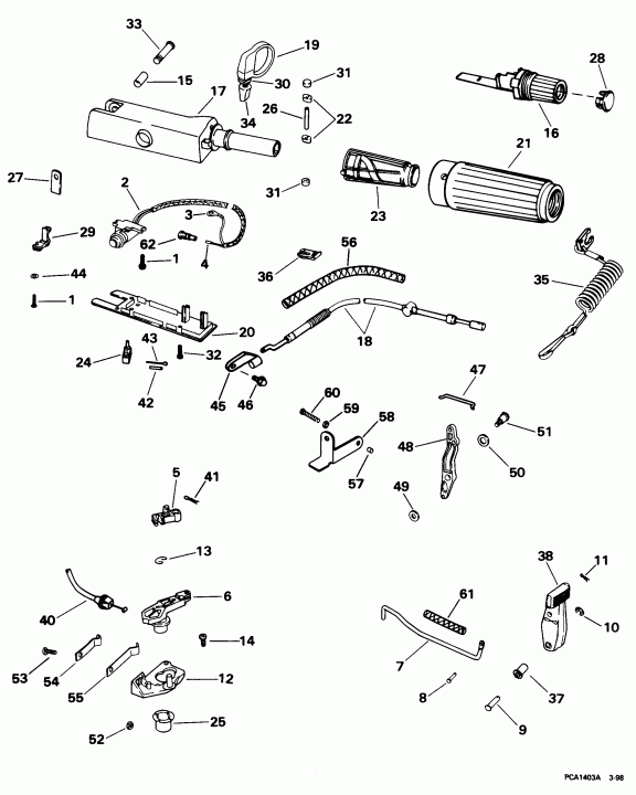 �������� ��������� ����� EVINRUDE E40ELECR 1998  -  Rope Start - ���� Start