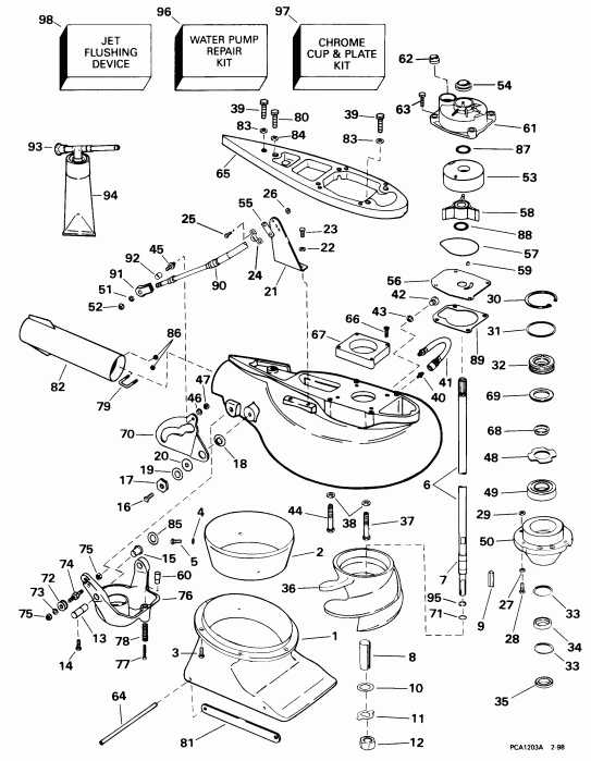 ��������� �������� ����� EVINRUDE E40JRECA 1998  - t Drive Unit - t Drive Unit