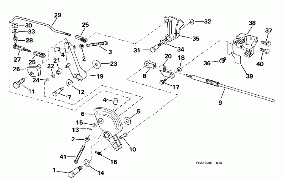 ��������� Evinrude E40JRECA 1998  - rottle ��������� �������� / rottle Linkage