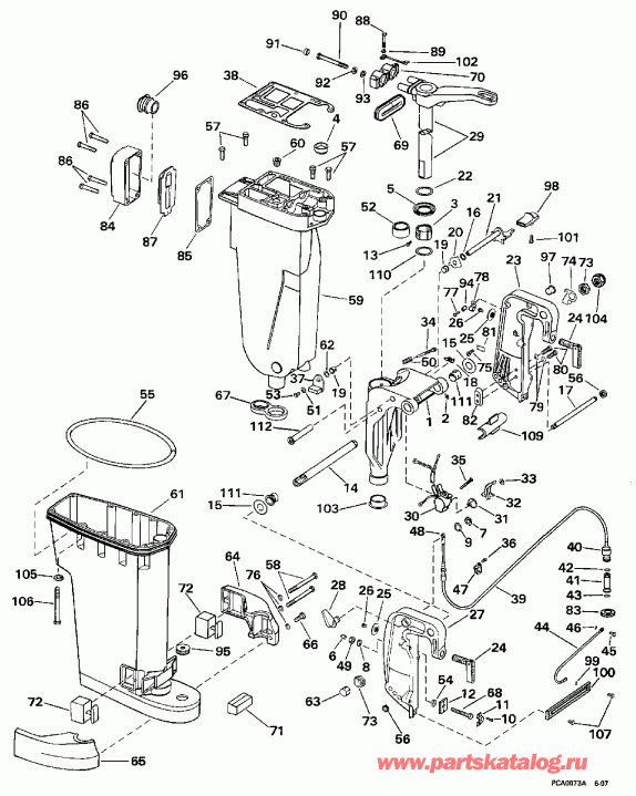 ��������� ����� Evinrude E40RECR 1998  - haust ������ & Stern & ���������� ���������