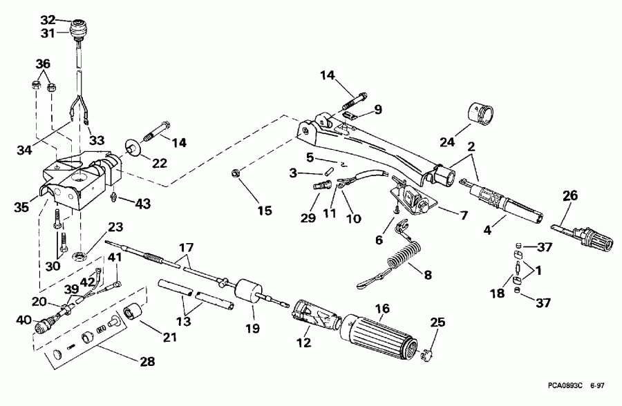 ��������� ��������� EVINRUDE E40RECR 1998  - eering & Shift Handle / ee������ & ������������� Handle