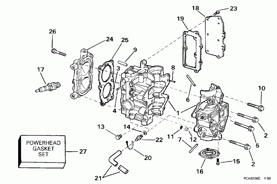 �������� ��������� ����� Evinrude E4BRECRJ 1998  - linder & ������ ��������� - linder & Crankcase