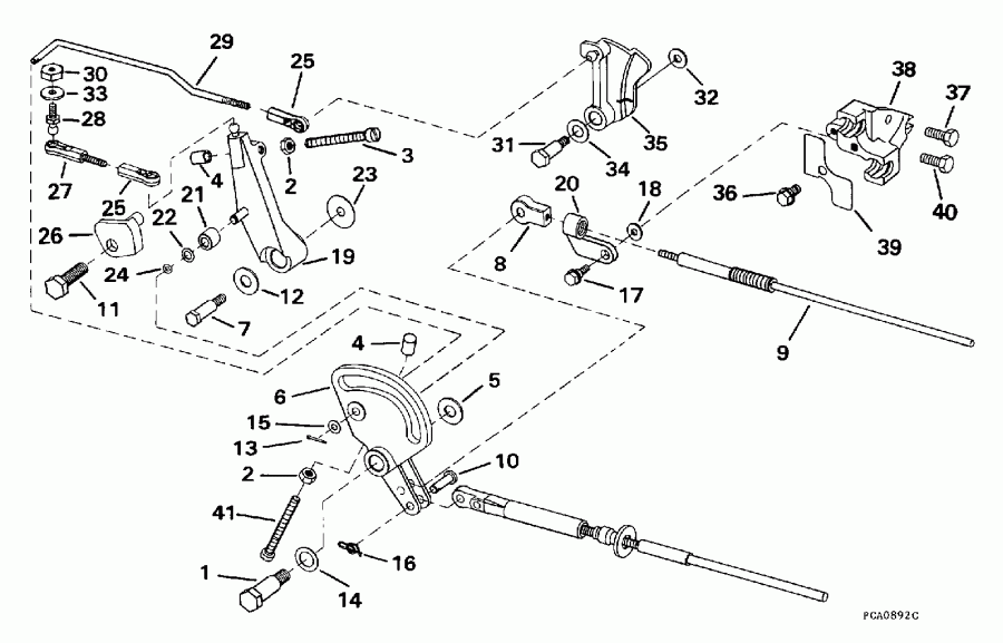 ����� Evinrude E50TSLECC 1998  - rottle Linkage