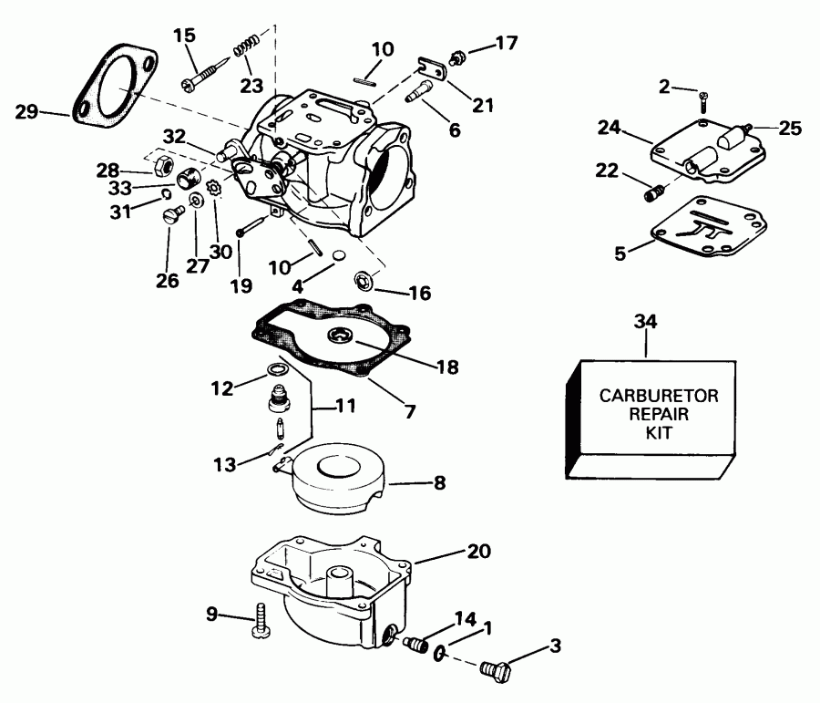 ��������� �������� ����� EVINRUDE E50TTLECA 1998  - rburetor / rburetor