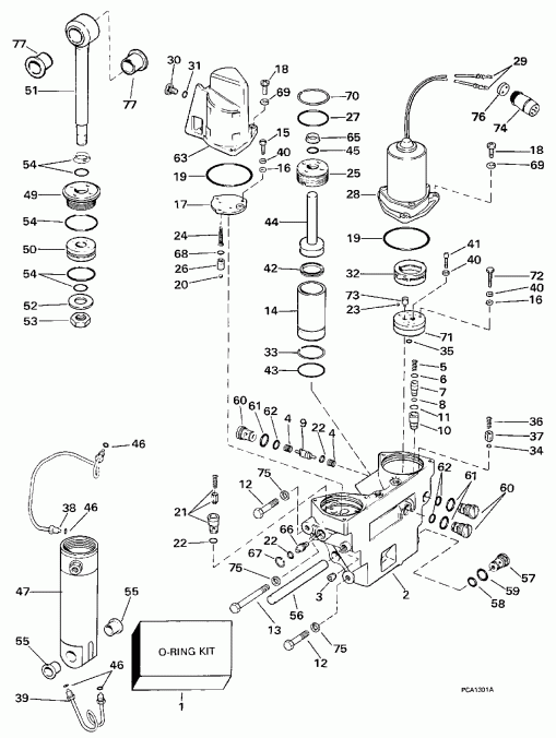 �������� ��������� ����� Evinrude E50TTLECA 1998  - wer Trim / tilt Hydraulic Assembly
