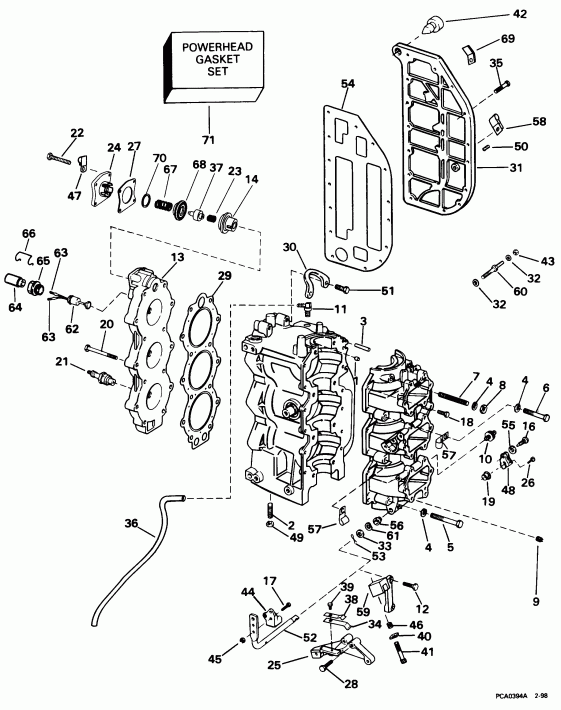  EVINRUDE E60TTLECM 1998  - linder & Crankcase - linder & ������ ���������