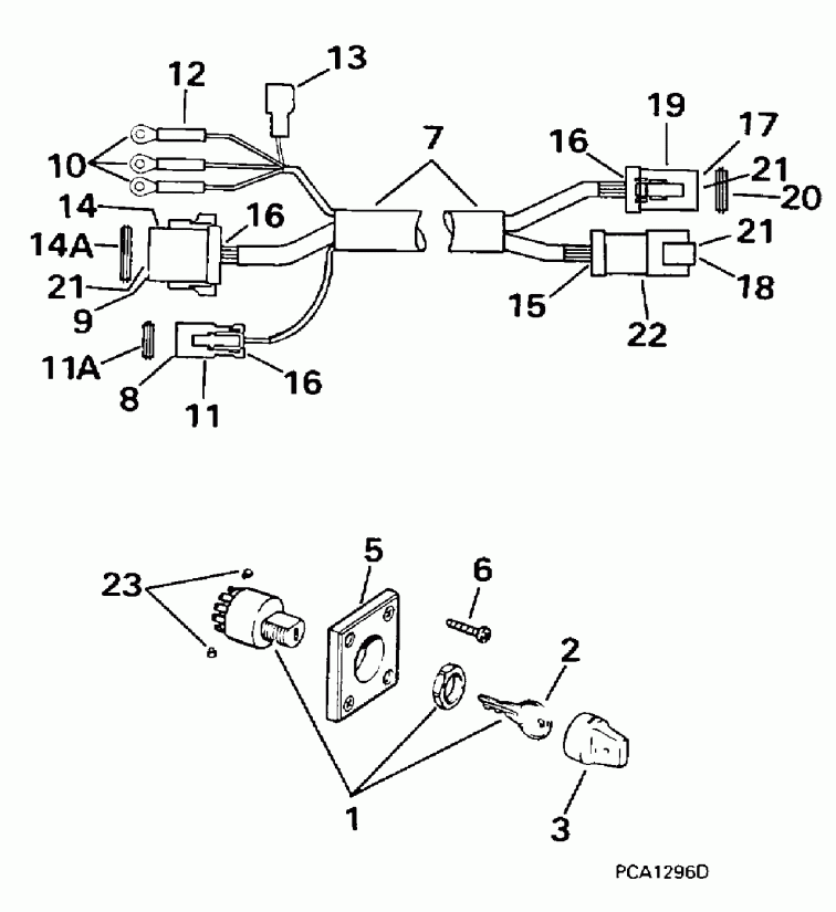 ��������� �������� ����� Evinrude E60TTLECM 1998  - nition Switch & Cable / nition ������������� & ������