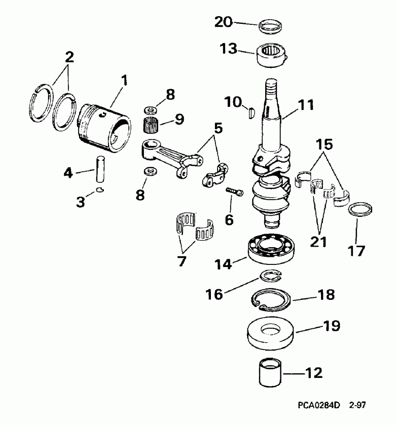 ��������� �������� ����� Evinrude E6RECR 1998  - ank��� & ������� - ankshaft & Piston