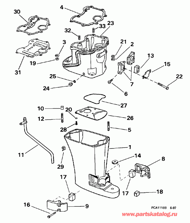 ����� EVINRUDE E8FRECA 1998  - haust Housing