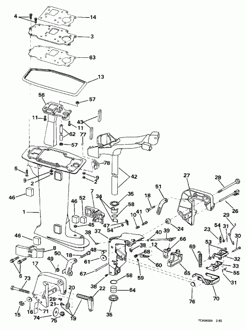 ��������� ��������� EVINRUDE E8SRLECA 1998  - dsection / dsection