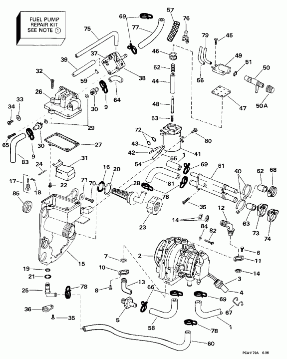 ��������� ��������� EVINRUDE E90ELECM 1998  - el Bracket & Components - el ��������� & Components