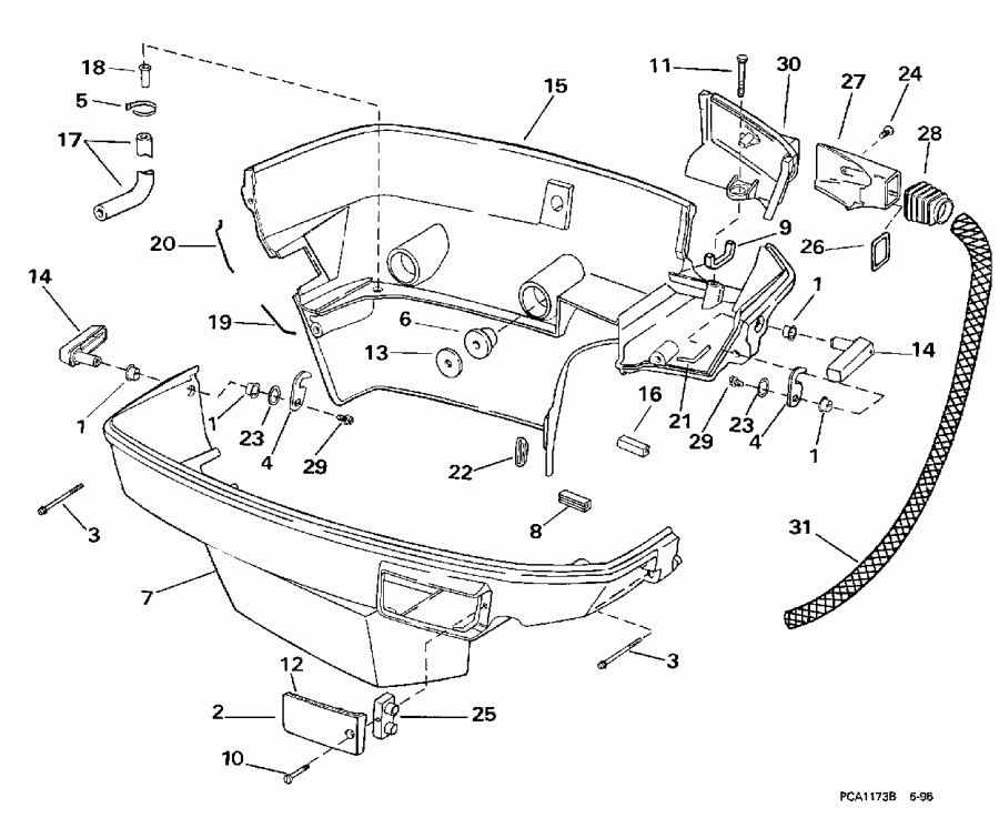 ��������� ��������� Evinrude E90ELECM 1998  - wer ������ ��������� (�����) / wer Engine Cover