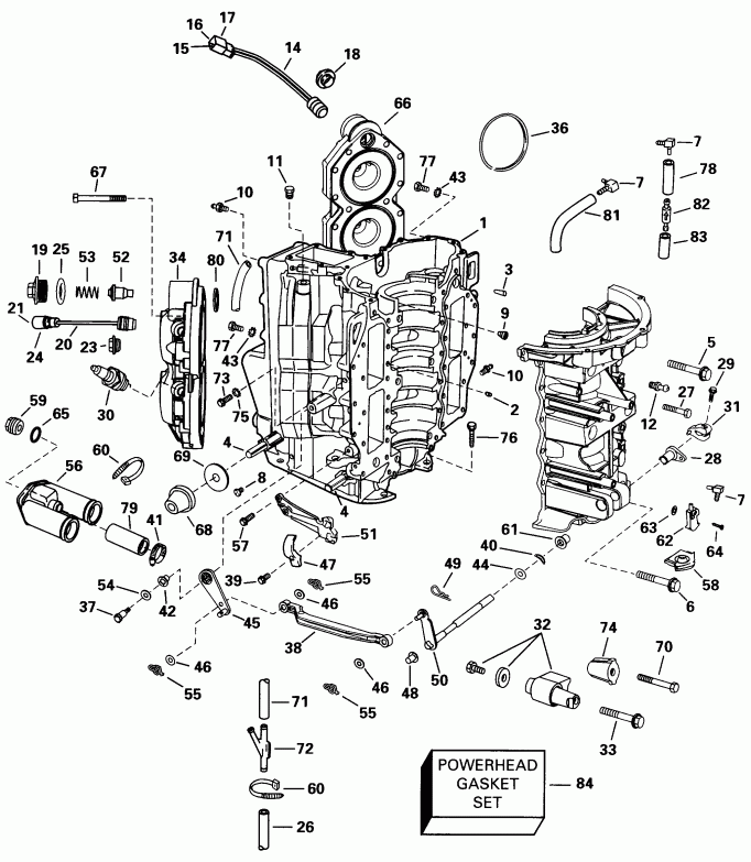 �������� ����� Evinrude E90FSLECS 1998  - linder & Crankcase