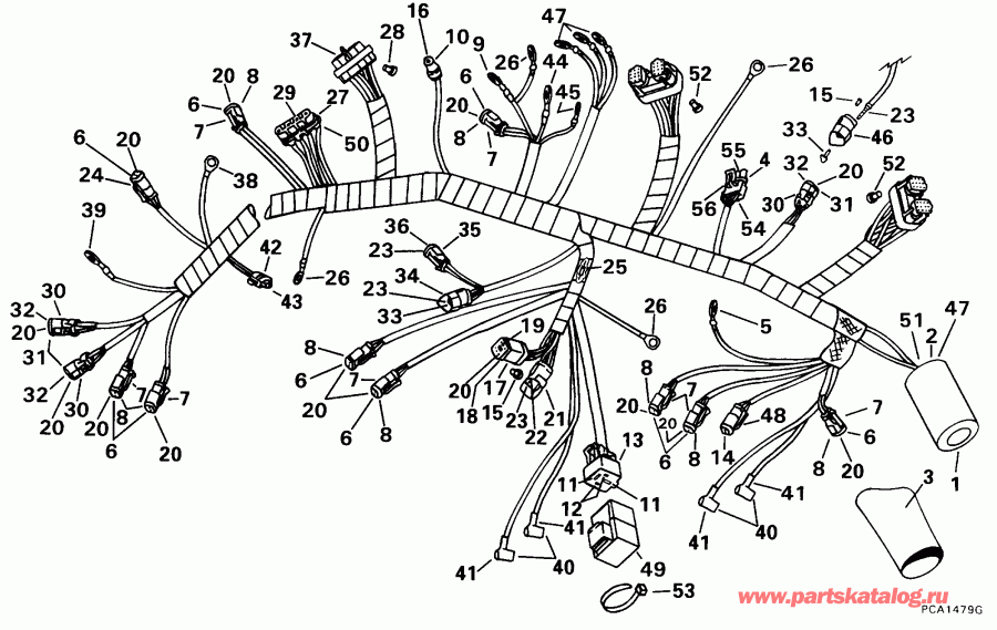 ��������� �������� ����� EVINRUDE E90FTLECS 1998  - tor Cable Assembly - tor ������ Assembly