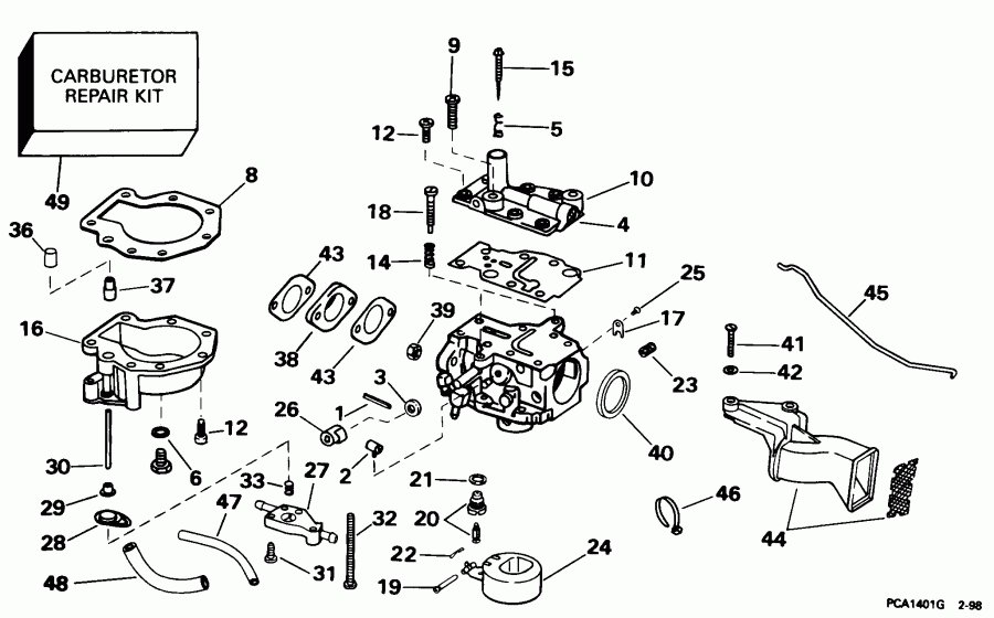 ��������� �������� ����� Evinrude HE6FRECA 1998  - rburetor / rburetor
