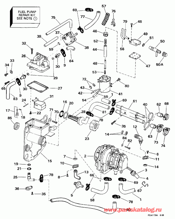 ��������� �������� ����� EVINRUDE L115GLECA 1998  - el ��������� & Components