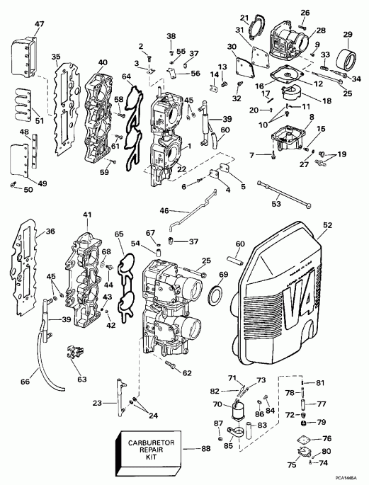 ��������� ��������� EVINRUDE SE105WRPLV 1998  - rburetor & �������� ��������� / rburetor & Intake Manifold